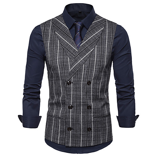 

The Great Gatsby Retro Vintage Medieval Vest Men's Cotton Costume Gray & Black / Navy Blue / Coffee Vintage Cosplay Party Halloween Sleeveless
