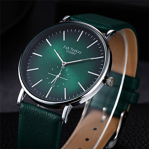 

Men's Sport Watch Quartz Quilted PU Leather Black / Green No Casual Watch Analog Minimalist - Black Purple Silver