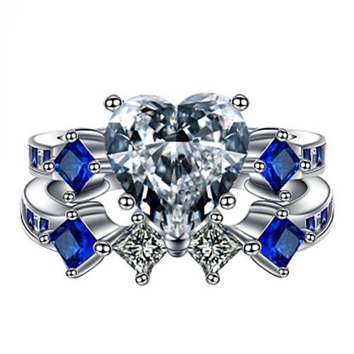 

Women's Ring AAA Cubic Zirconia 2pcs Blue Alloy Gift Daily Jewelry