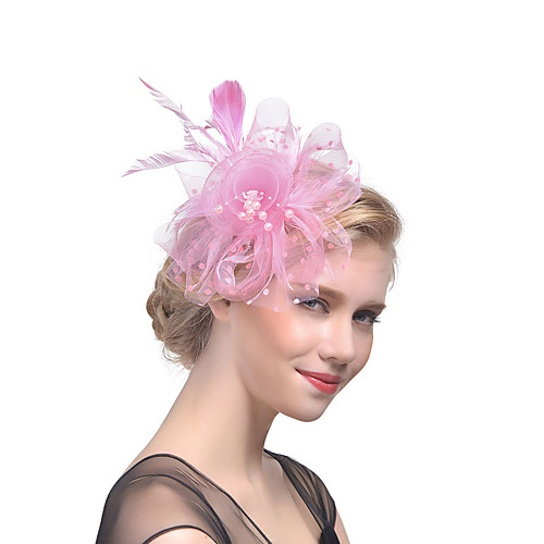 

Hat Adults' Vintage / Halloween All Pink / Red / Beige Tulle / Feather Masquerade Wedding Party Cosplay Accessories Christmas / Halloween / Carnival Costumes