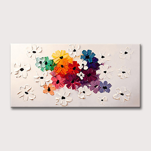 

Oil Painting Hand Painted - Abstract Floral / Botanical Classic Modern Rolled Canvas