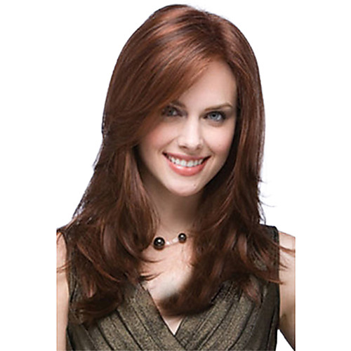 

Synthetic Wig Bangs kinky Straight Side Part Wig Long Brown / Burgundy Synthetic Hair 20 inch Women's Fashionable Design Smooth Women Brown