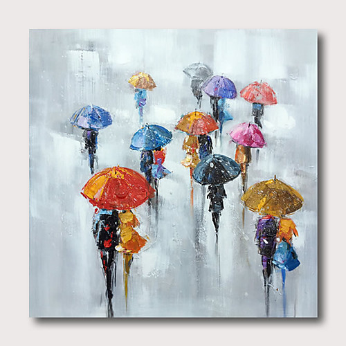 

Hand painted Stretched Oil Painting Canvas Ready To Hang Abstract Style Pallet-Knife Streetscape