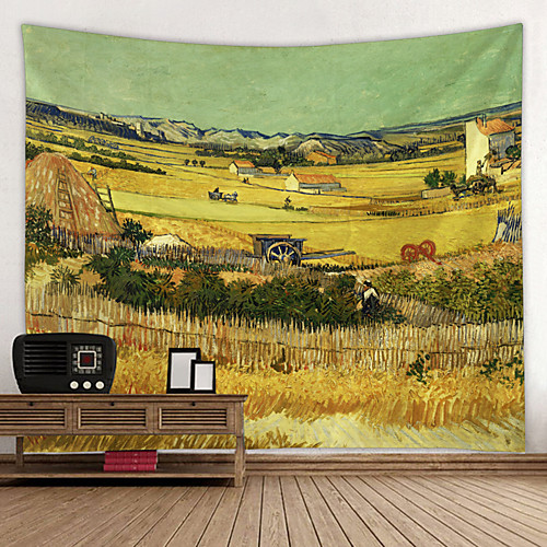 

oil painting style wall tapestry van gogh art decor blanket curtain hanging home bedroom living room decoration arles harvest season