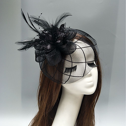 

Net Fascinators / Headdress / Headpiece with Feather / Flower / Trim 1 Piece Wedding / Special Occasion / Horse Race Headpiece