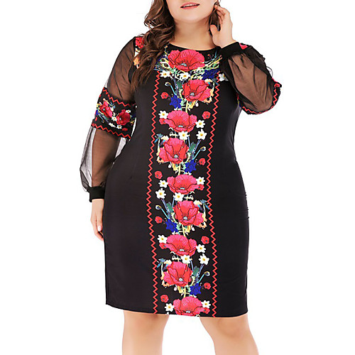 

Women's Bodycon Dress - Long Sleeve White Black XL XXL XXXL XXXXL XXXXXL XXXXXXL