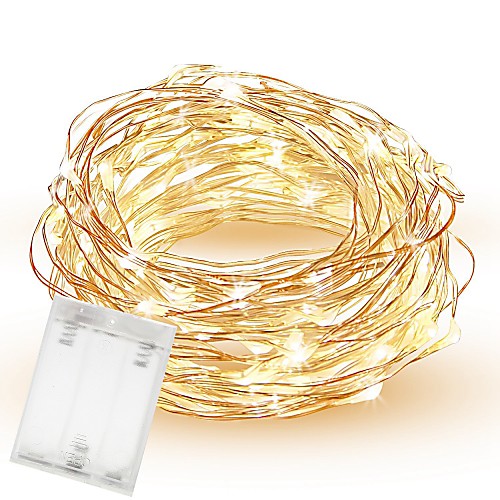 

10m String Lights 100 LEDs SMD 0603 1pc Warm White White Red Christmas Wedding Decoration AA Batteries Powered
