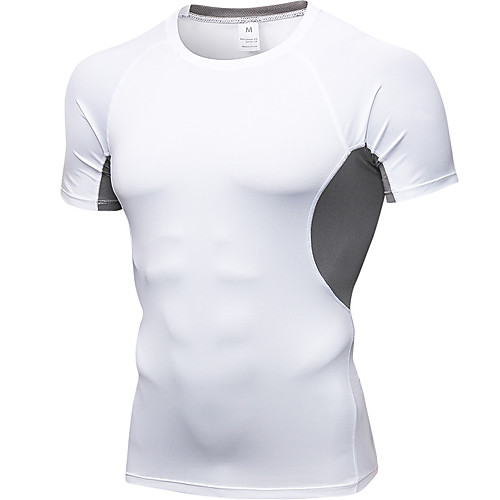 

YUERLIAN Men's Compression Shirt Summer Black / Red White Black Black / Green Gray Fitness Gym Workout Running Tee Tshirt Base Layer Short Sleeve Sport Activewear Lightweight Breathable Quick Dry