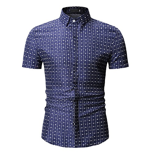 

Men's Shirt Striped Check Print Tops Black Blue