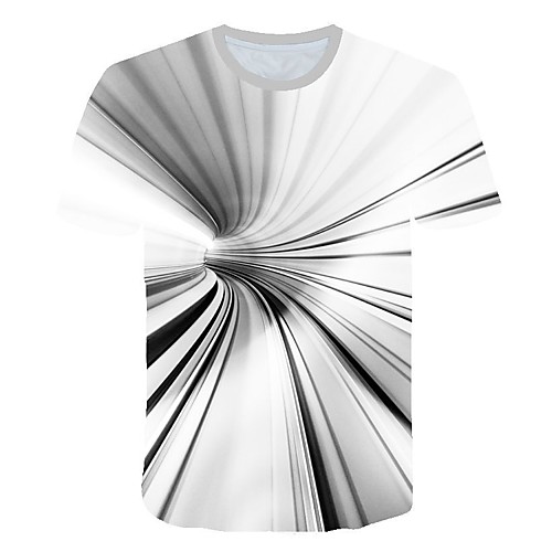 

Men's Geometric Slim T-shirt Round Neck White
