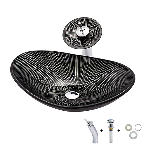 

Bathroom Sink Contemporary - Tempered Glass Rectangular Vessel Sink