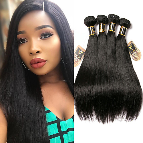 

4 Bundles Brazilian Hair Straight 100% Remy Hair Weave Bundles 200 g Natural Color Hair Weaves / Hair Bulk Bundle Hair Human Hair Extensions 8-28 inch Natural Color Human Hair Weaves Soft Hot Sale