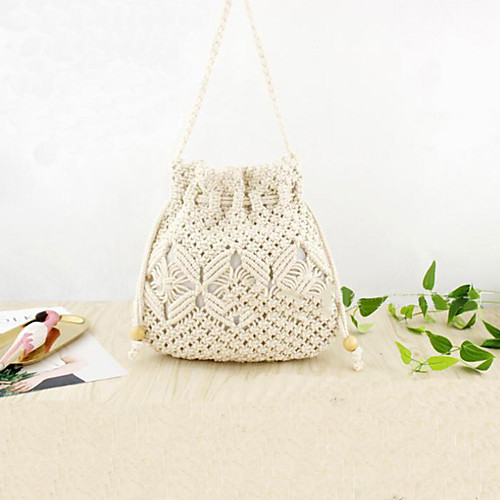 

Women's Hollow-out Polyester / Straw Crossbody Bag 2020 Solid Color Light Coffee / White / Black