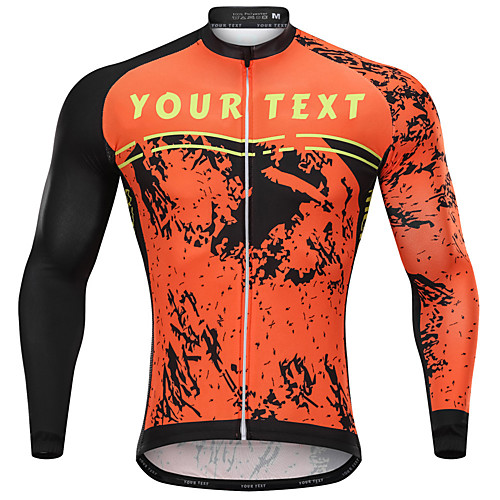 

Customized Cycling Clothing Men's Long Sleeve Cycling Jersey - Orange Cartoon Bike Jersey, Breathable, Quick Dry, Anatomic Design / Micro-elastic / Mountain Bike MTB / Road Bike Cycling / Italian Ink