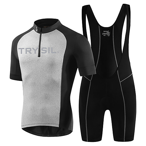 

TRYSIL Men's Short Sleeve Cycling Jersey with Bib Shorts Black Bike Clothing Suit Breathable Sweat-wicking Sports Solid Colored Mountain Bike MTB Road Bike Cycling Clothing Apparel