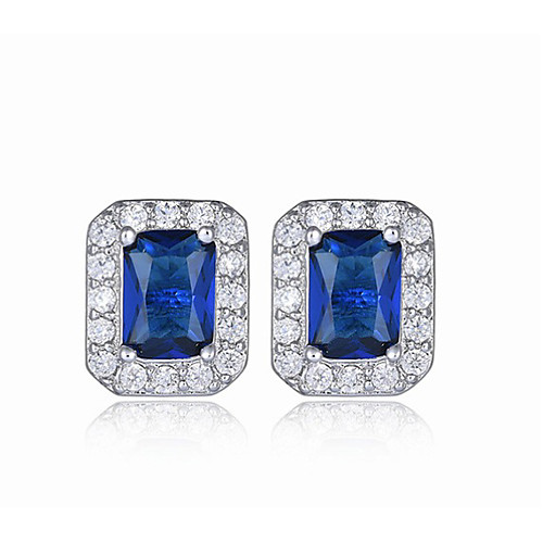 

Women's Blue Aquamarine Stud Earrings Fancy Love Vintage Sweet Cute Earrings Jewelry Blue For Wedding Party Daily 1 Pair