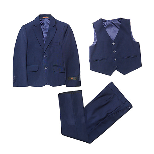 

Dark Navy Polyester Ring Bearer Suit - Three-piece Suit Includes Jacket / Vest / Pants