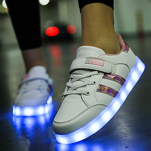 

Boys' Girls' Sneakers LED LED Shoes USB Charging PU Little Kids(4-7ys) Big Kids(7years ) Lace-up LED Luminous Pink / White Black / White Black Spring
