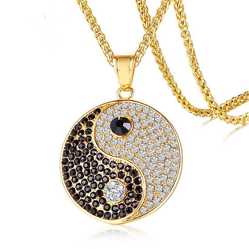 

Men's Cubic Zirconia Pendant Necklace Classic Lucky yin yang Fashion Titanium Steel Gold Silver 60 cm Necklace Jewelry 1pc For Gift Daily