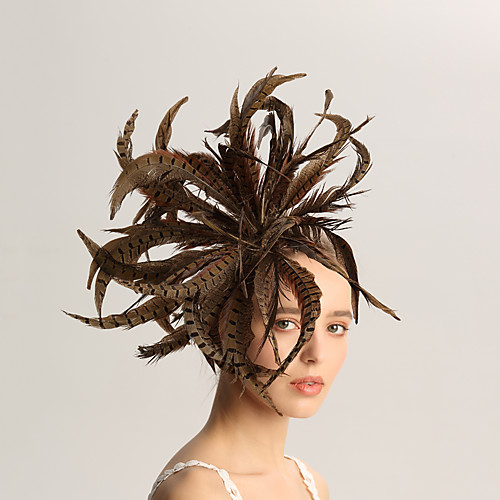 

Flax / Feathers Fascinators with Feather 1pc Wedding / Special Occasion / Horse Race Headpiece