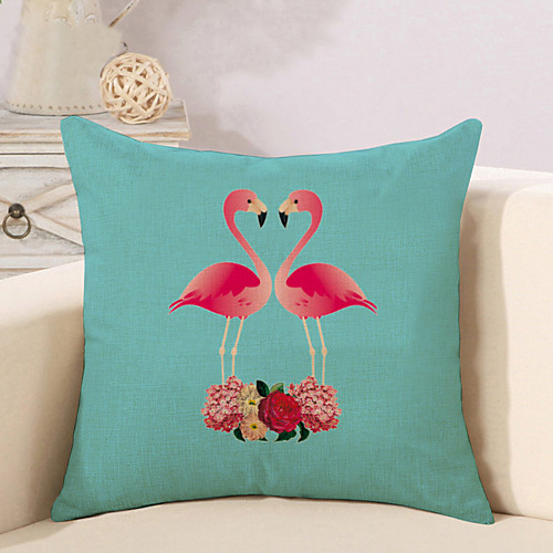 

1 pcs Cotton / Linen Pillow Cover Pillow Case, Flamingo Animal Fashion Nature Inspired Tropical