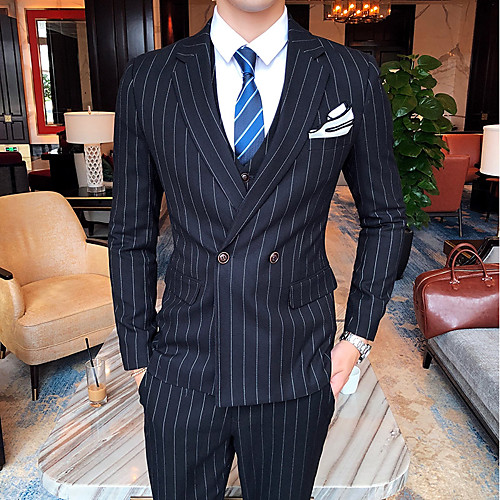 

Tuxedos Tailored Fit / Standard Fit Notch Single Breasted One-button Wool / Polyester Stripes