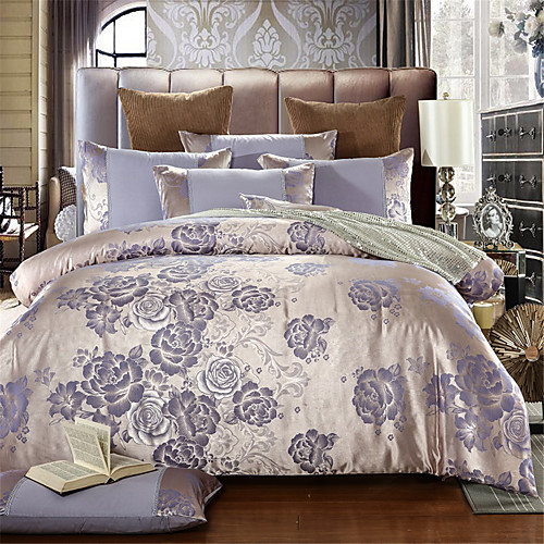 

Duvet Cover Sets Solid Colored / Luxury Cotton Jacquard 4 PieceBedding Sets