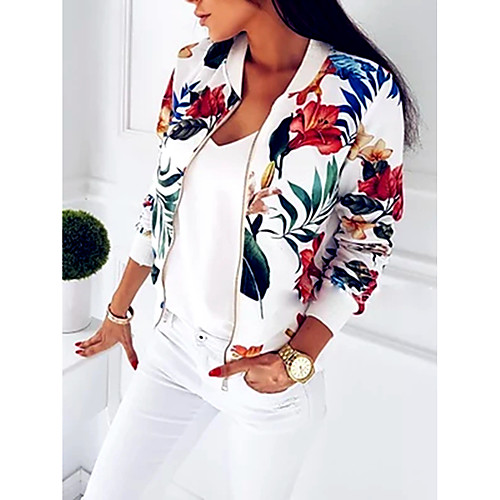 

Women's Classics Ladies 3D Floral Print College Baseball Jacket Track Top