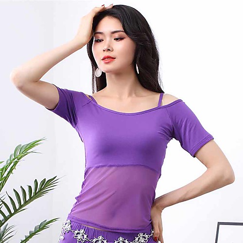 

Belly Dance Top Ruching Women's Performance Short Sleeve Modal Mesh