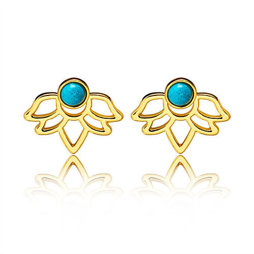 

Women's Turquoise Stud Earrings Hollow Out Flower European Trendy Earrings Jewelry Gold / Silver For Causal Daily Street Work Festival 1 Pair