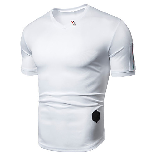 

Men's Solid Colored Patchwork T-shirt Basic Sports Bike Daily Wear V Neck White / Black / Navy Blue / Gray / Short Sleeve / Gym
