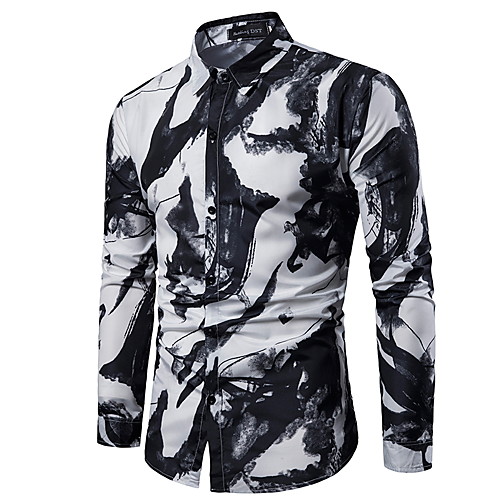 

Men's Abstract Slim Shirt White / Red / Long Sleeve