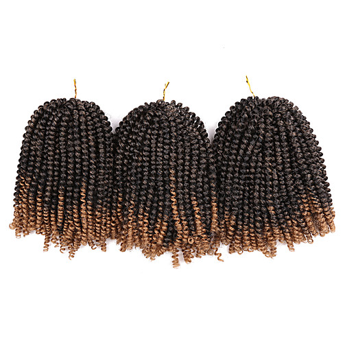 

Crochet Hair Braids Spring Twists Box Braids Natural Color Synthetic Hair Braiding Hair 3 Pieces Ombre Hair / The hair length in the picture is 8inch.