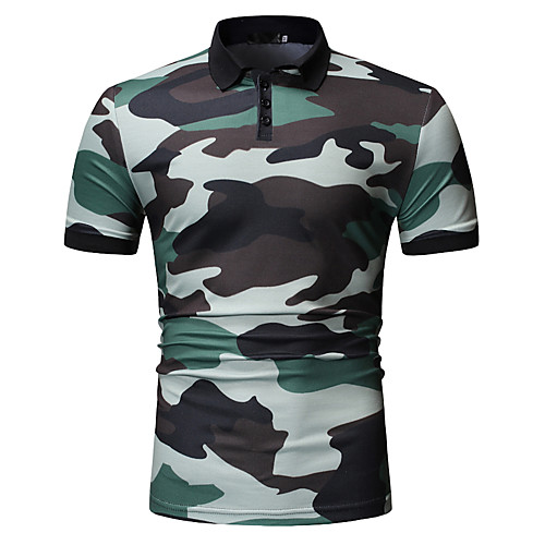 

Men's Camo / Camouflage Print Polo Business Work Blue / Green