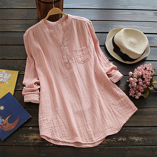 

Women's Solid Colored T-shirt - Cotton Daily V Neck White / Blushing Pink / Navy Blue