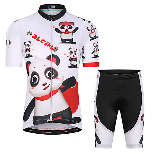 

Malciklo Boys' Girls' Short Sleeve Cycling Jersey with Shorts - Kid's White Floral Botanical Bike Clothing Suit UV Resistant Breathable Moisture Wicking Quick Dry Reflective Strips Sports Lycra