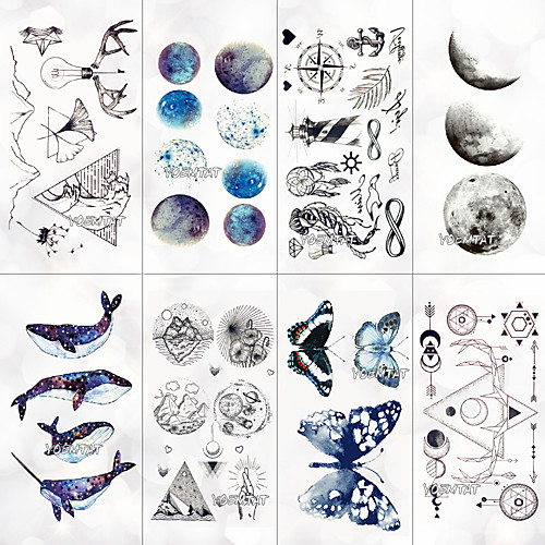

8 pcs Temporary Tattoos Water Resistant / Best Quality Face / Hand / brachium Tattoo Stickers