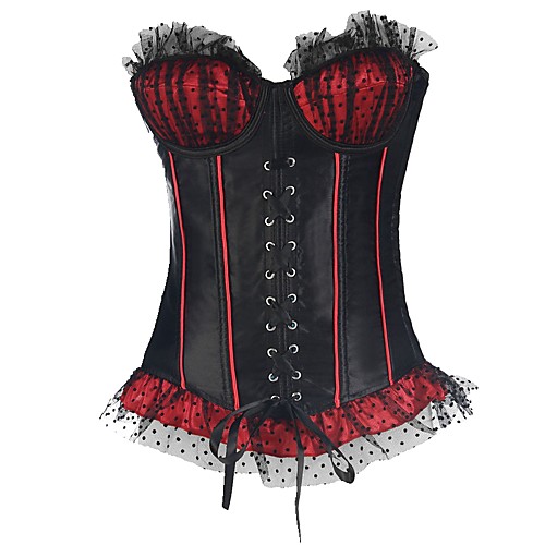 

Women's Lace Up Overbust Corset / Corset Dresses - Polka Dot / Voiles & Sheers, Modern Style / Basic Red S M L