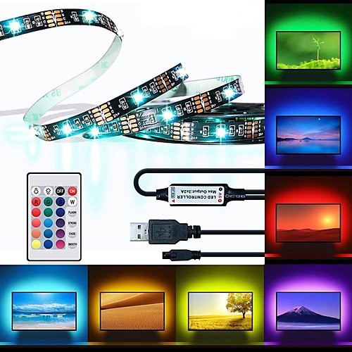 

3m LED Light Strips RGB Tiktok Lights 150 LEDs 5050 SMD 10mm 1 24Keys Remote Controller RGB Tiktok Lights Waterproof Cuttable USB 5 V 1pc