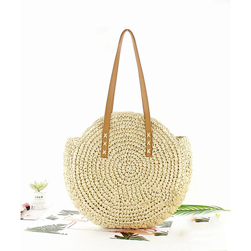 

Women's Straw Tote Straw Bag Solid Color Beige / Coffee / Fall & Winter