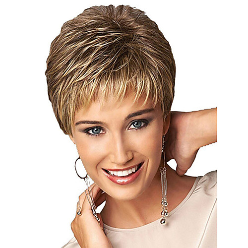 

Synthetic Wig Bangs Curly Free Part Wig Blonde Short Light golden Synthetic Hair 12 inch Women's Women Synthetic Color Gradient Blonde