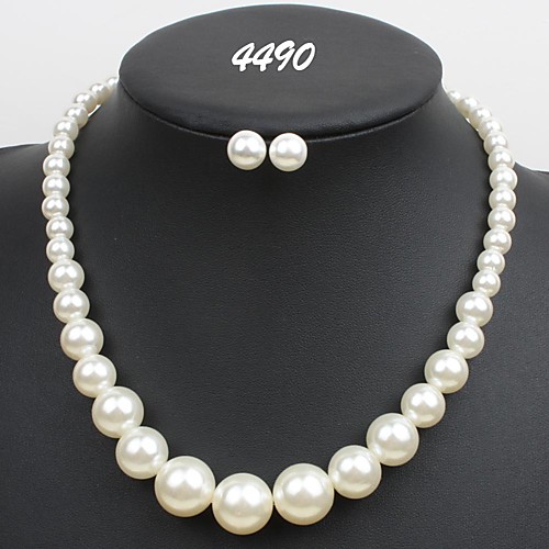 

Women's Necklace Pearl Necklace Geometrical U Shape Simple Sweet Fashion Cute Elegant Imitation Pearl Earrings Jewelry White For Wedding Party Daily Club Festival 1 set