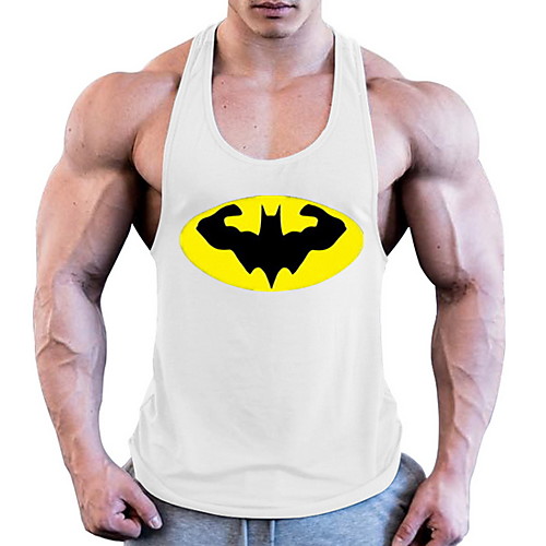 

Men's Tank Top Graphic Print Sleeveless Daily Tops Cotton Active White Black Yellow