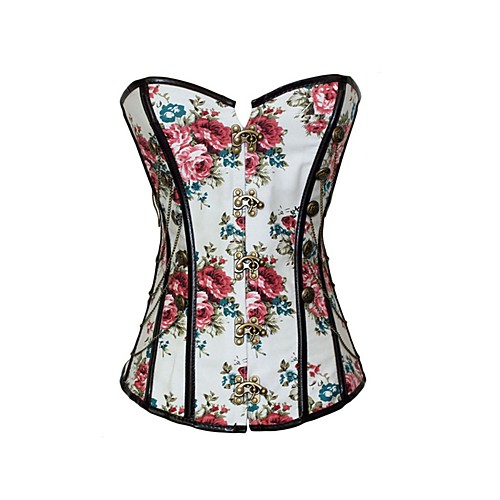 

Women's Buckle Overbust Corset - Geometric, Modern Style / Basic White S M L