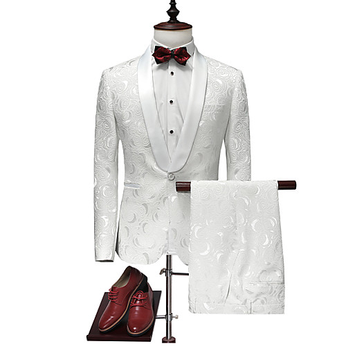 

Tuxedos Tailored Fit / Standard Fit Shawl Collar Single Breasted One-button Polyester Plaid / Check / Solid Colored