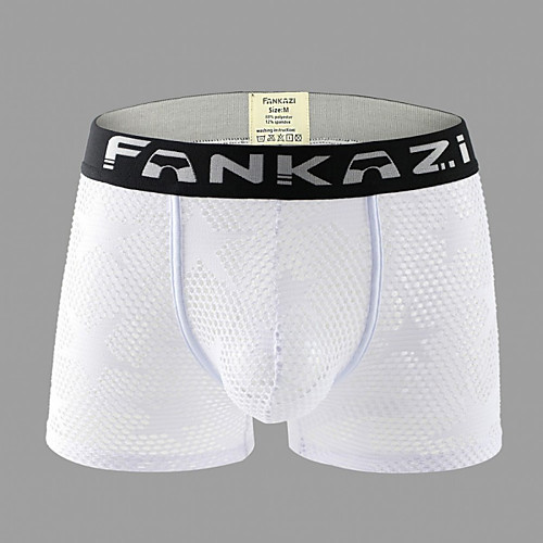 

Men's Mesh / Basic Boxers Underwear / Briefs Underwear Mid Waist White Black S M L