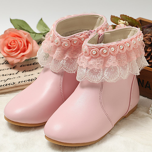 

Girls' Fashion Boots / Flower Girl Shoes / Children's Day Leather Boots Toddler(9m-4ys) / Little Kids(4-7ys) Zipper White / Light Pink Winter / Fall & Winter / Mid-Calf Boots