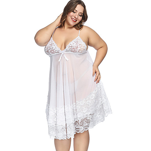 

Plus Size Polyester Robes Sexy Solid Colored Wedding Lace