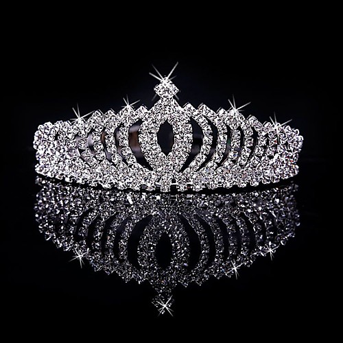 

Women's Girls' Tiaras For Casual Prom Party & Evening Birthday Homecoming Royalty Crystal / Rhinestone Silver Plated Alloy Silver