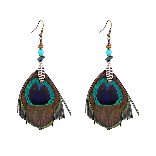 

Women's Drop Earrings Earrings Dangle Earrings Retro Feather Peacock Bohemian European Ethnic Fashion Feather Earrings Jewelry Blue For Party Daily Holiday 1 Pair